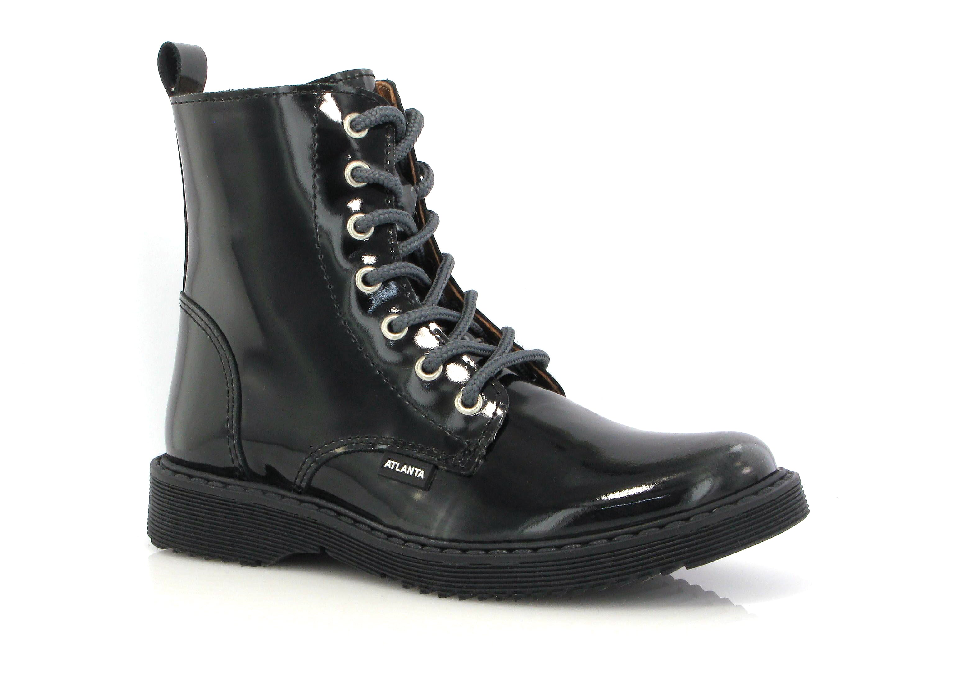 Atlanta Mocassin Gray Patent Zip Bootie