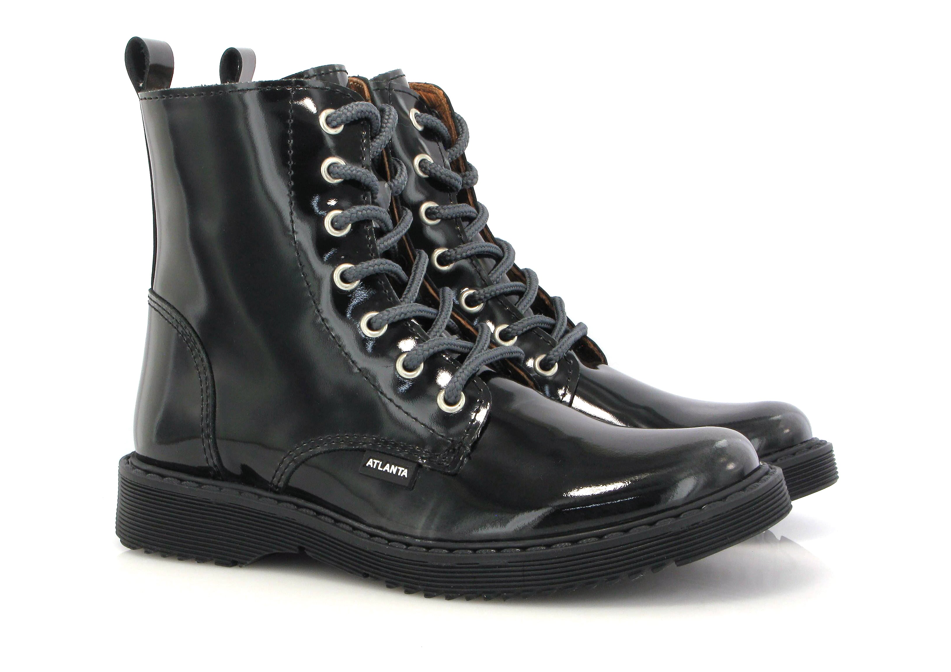 Atlanta Mocassin Gray Patent Zip Bootie