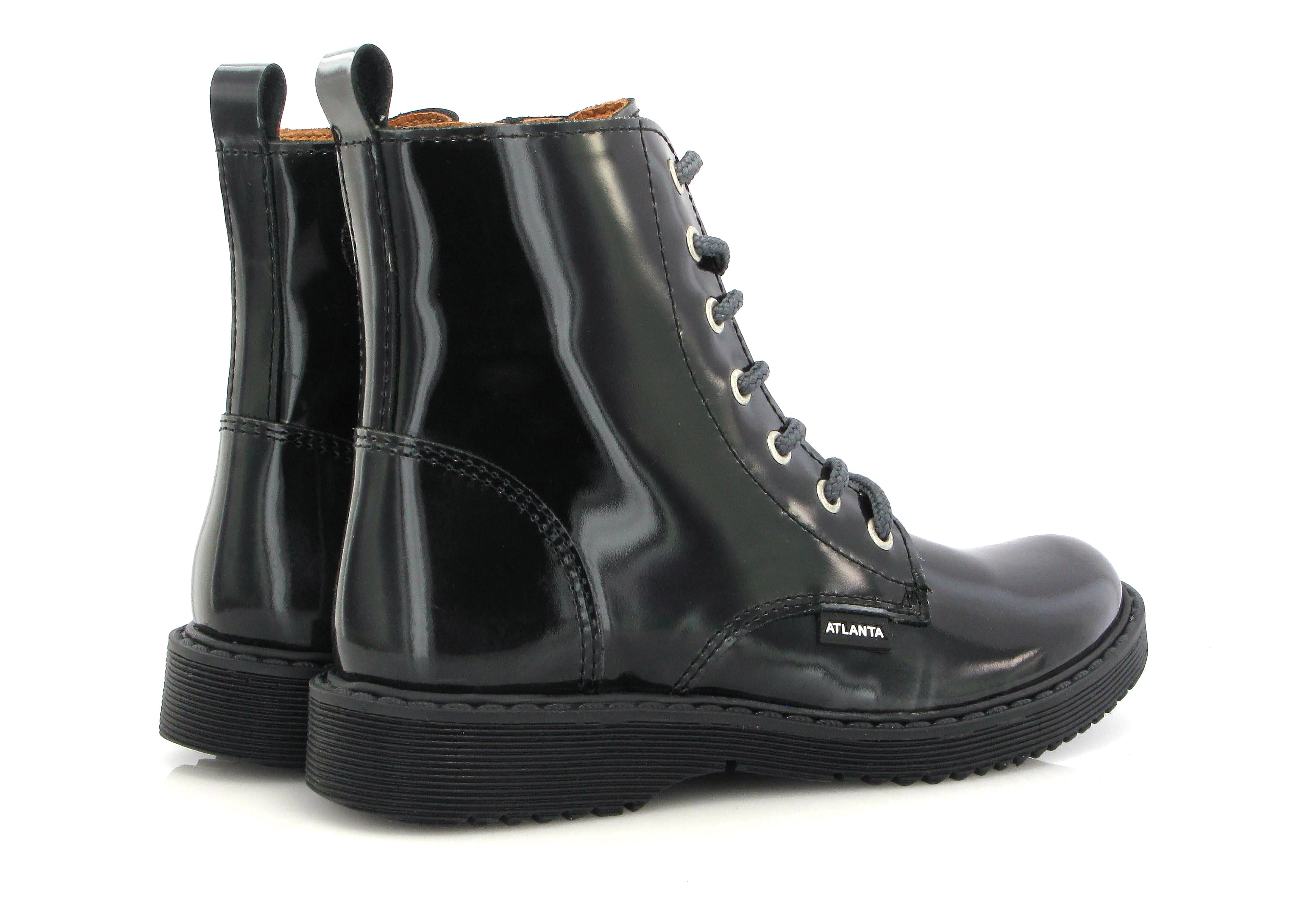 Atlanta Mocassin Gray Patent Zip Bootie