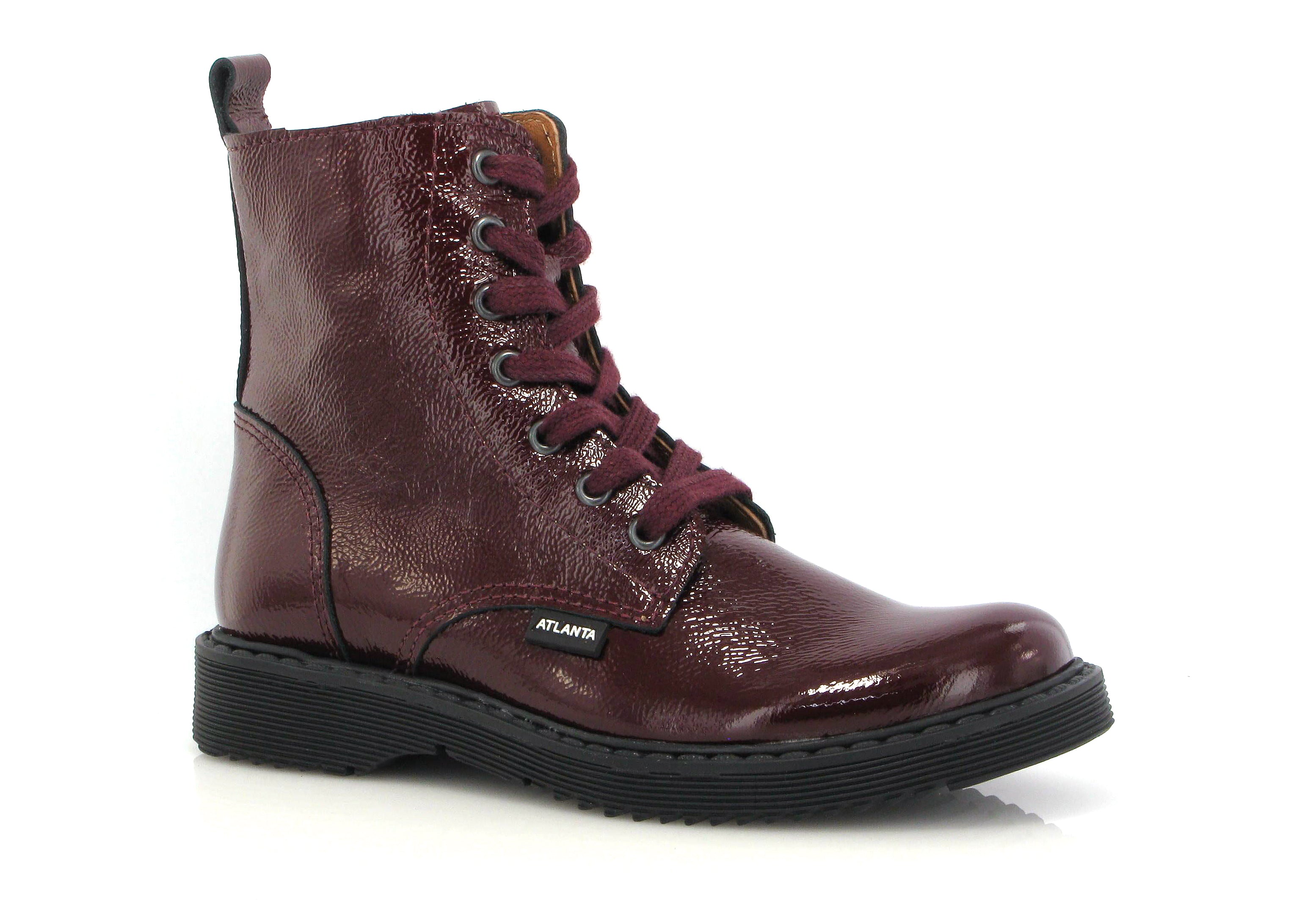 Atlanta Mocassin Burgundy Patent Patent Zip Bootie