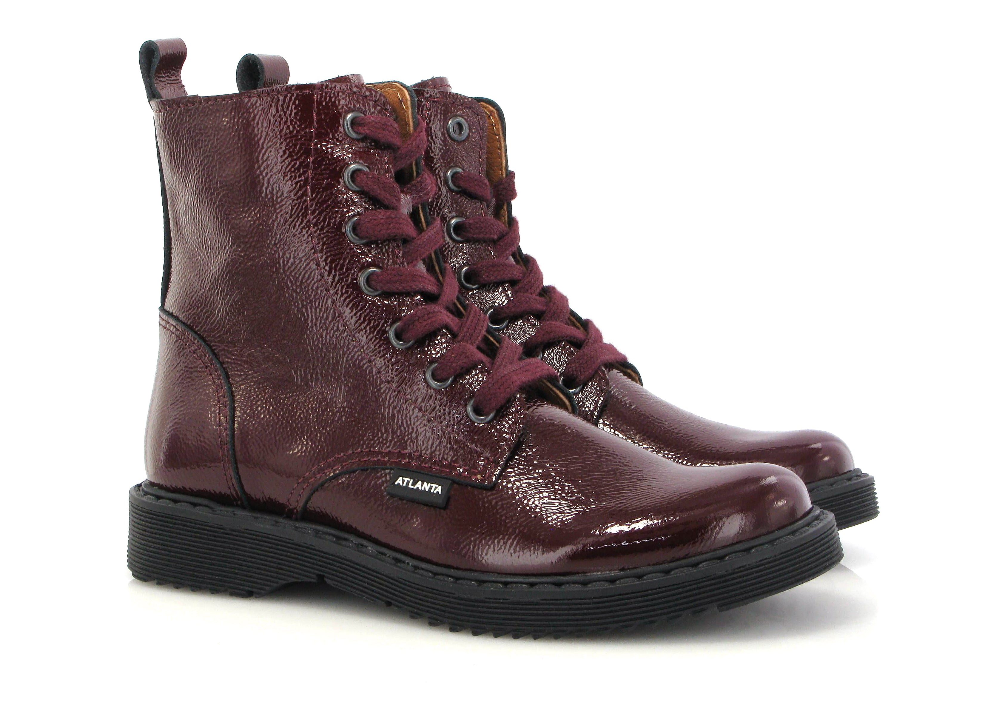 Atlanta Mocassin Burgundy Patent Patent Zip Bootie