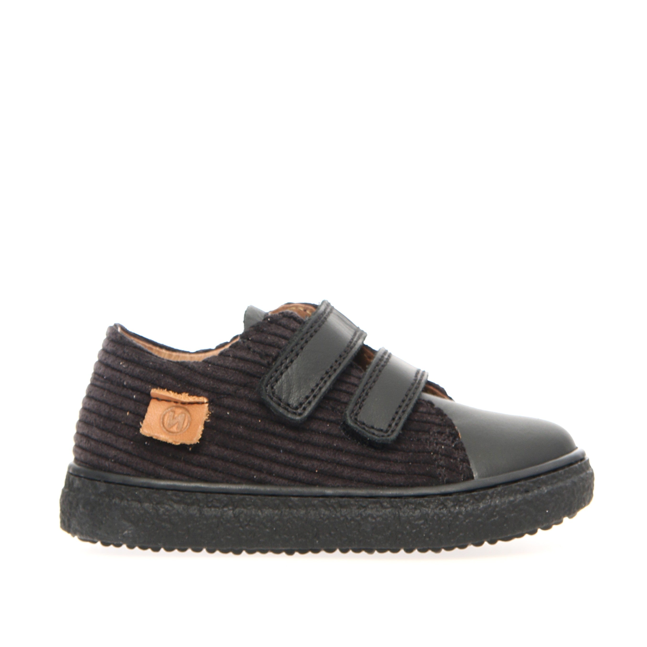 Naturino Black Corduroy Leather Front Sneaker- Carex
