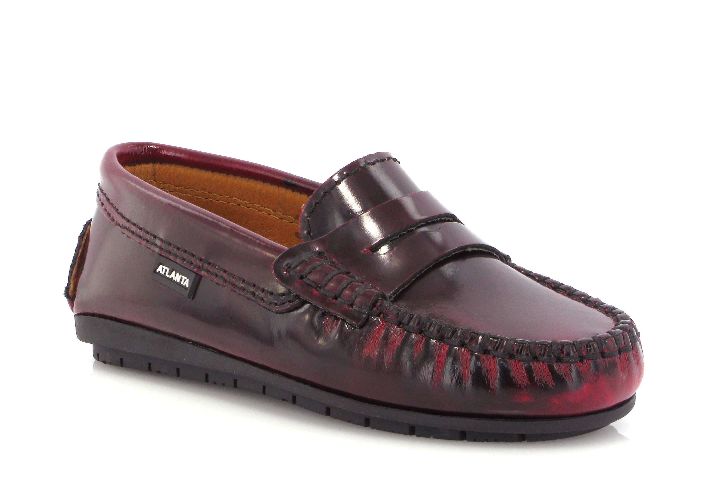 Atlanta Mocassin Brushed Burgundy Penny Loafer