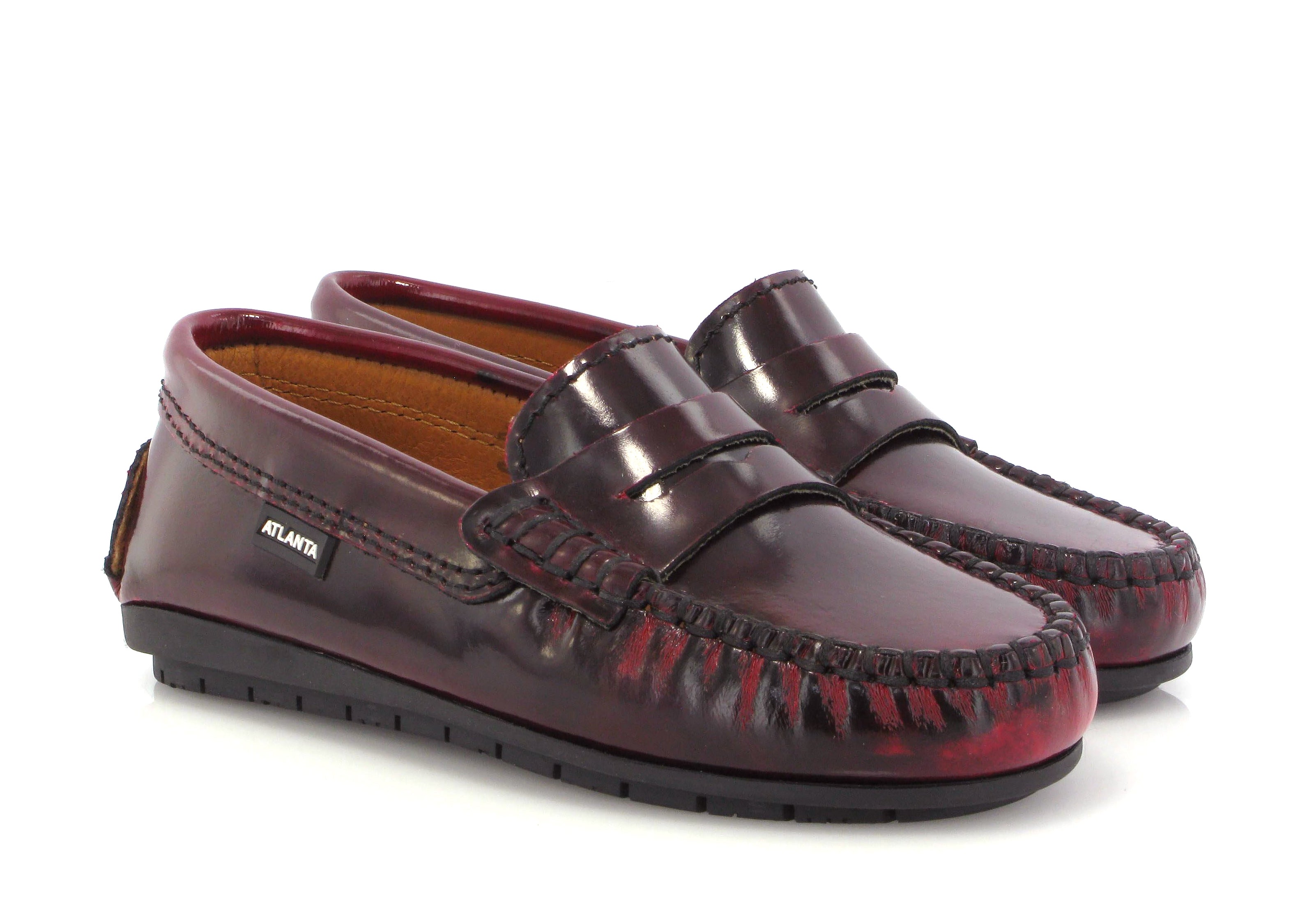 Atlanta Mocassin Brushed Burgundy Penny Loafer