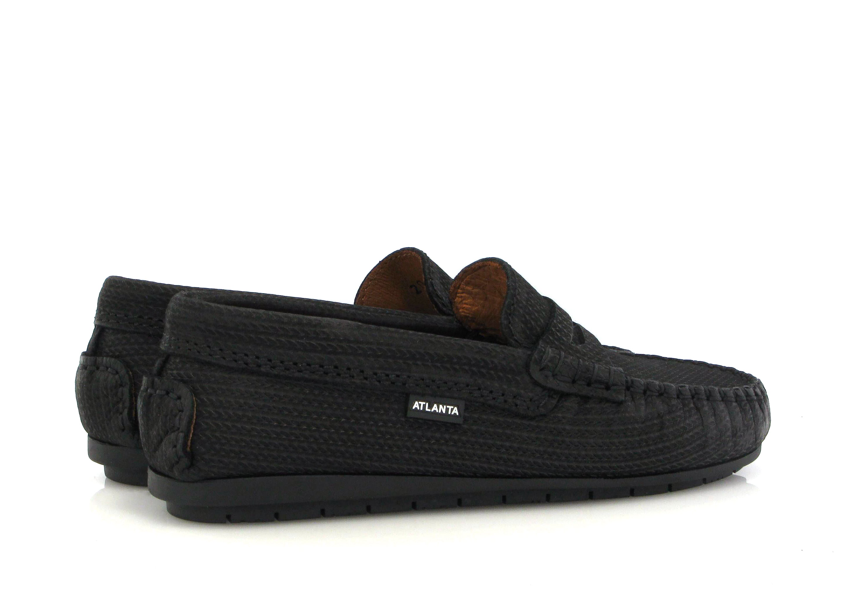 Atlanta Mocassin Black Herringbone Penny Loafer