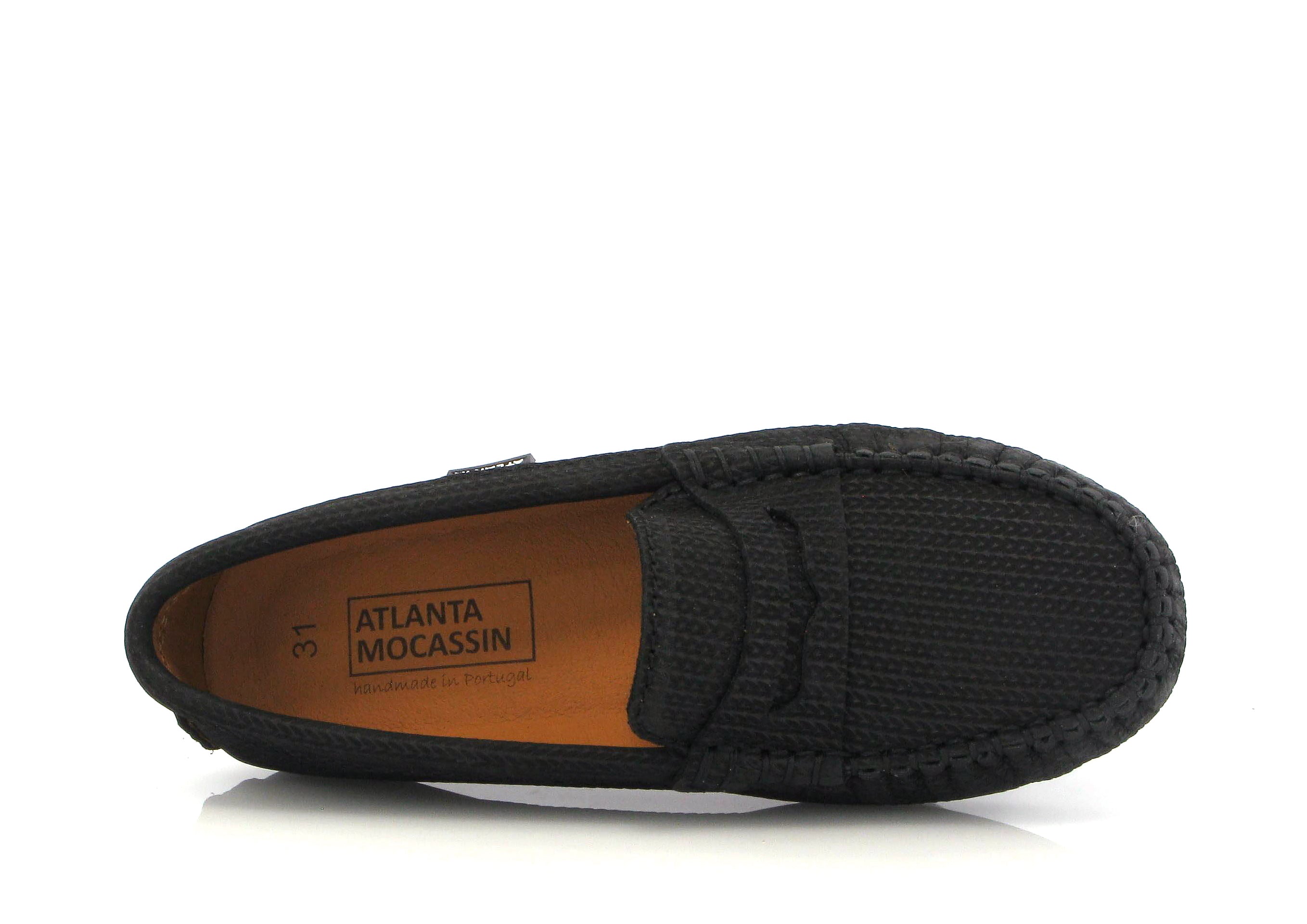 Atlanta Mocassin Black Herringbone Penny Loafer