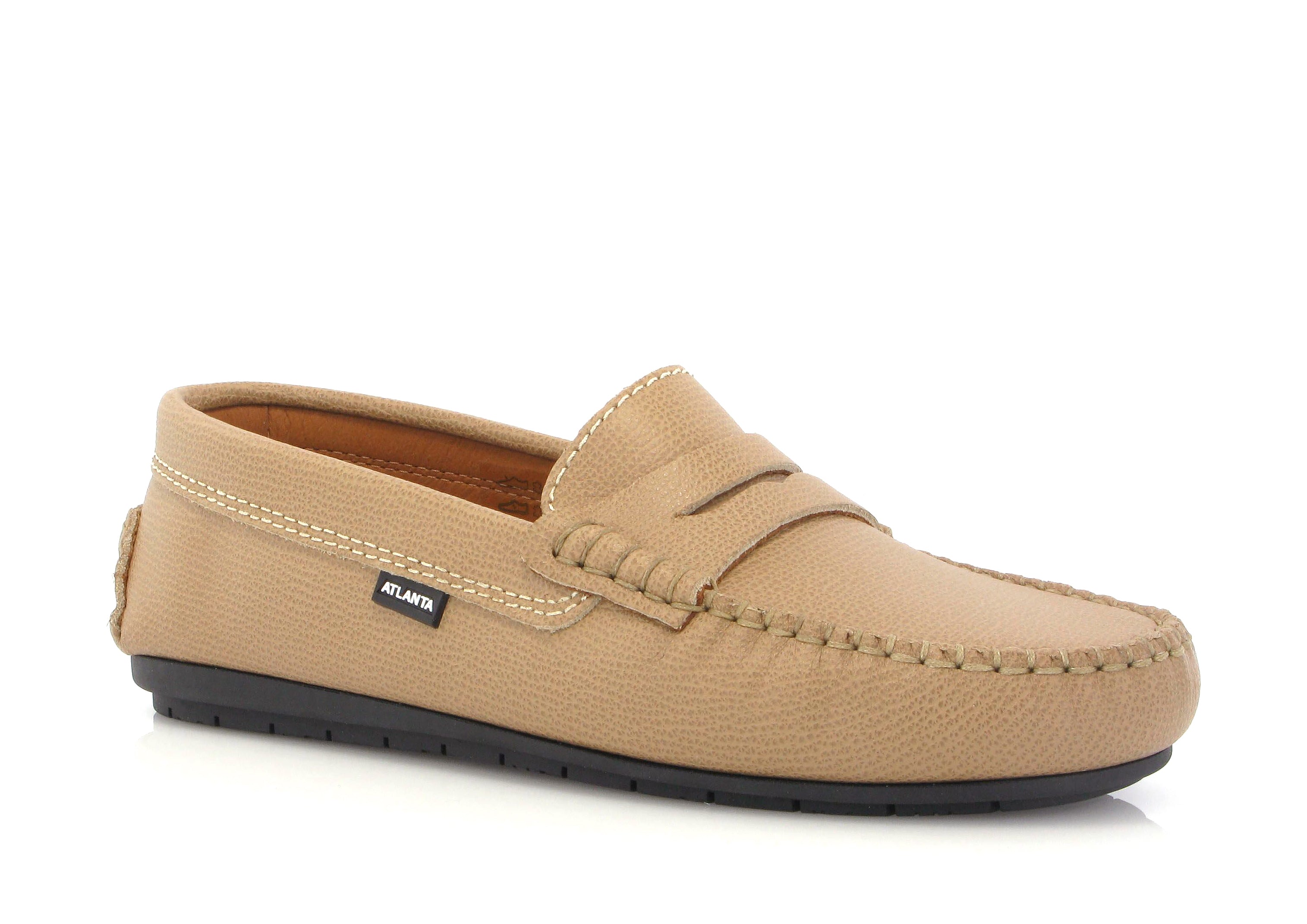 Atlanta Beige Pebbled Penny Loafer