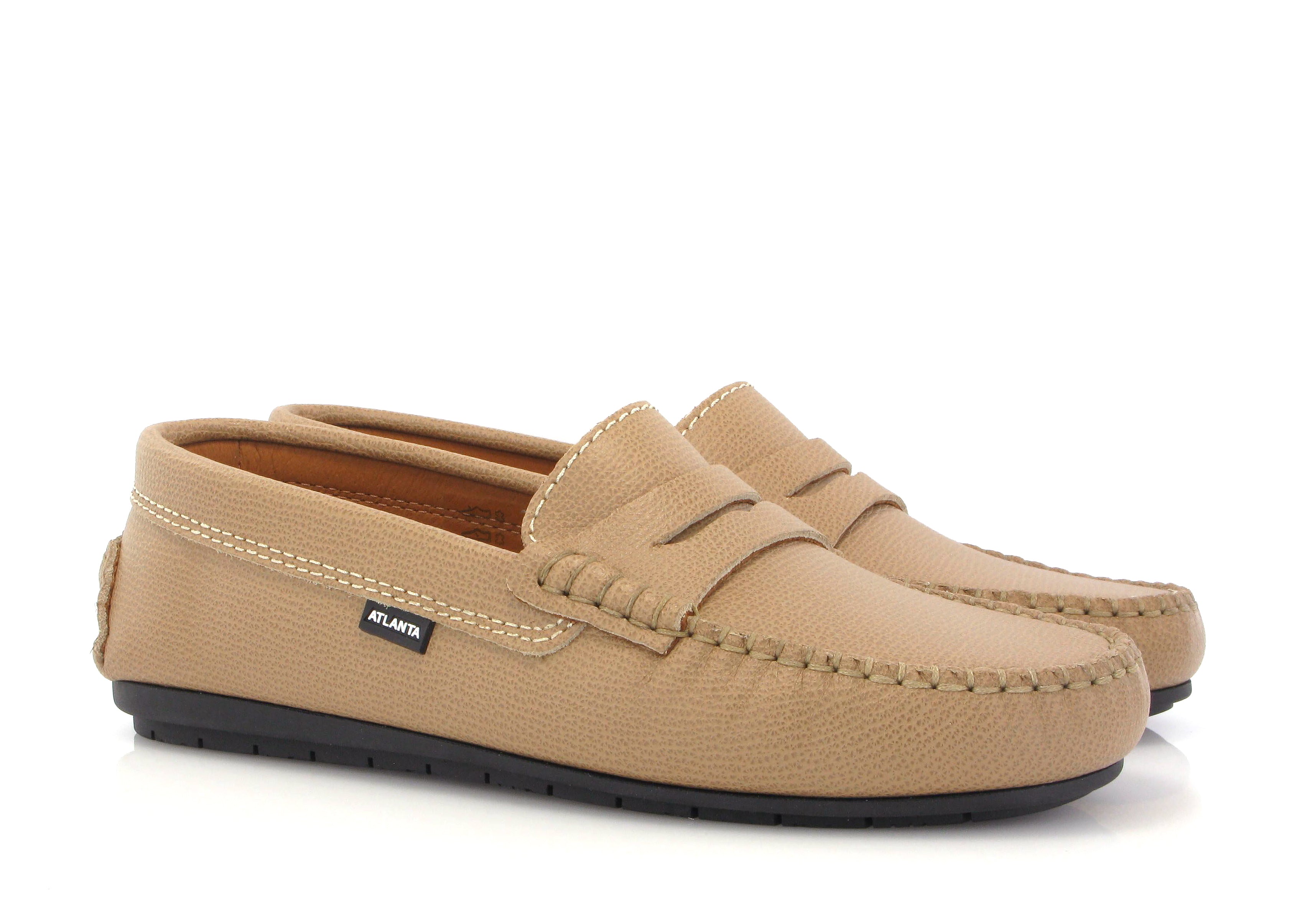 Atlanta Beige Pebbled Penny Loafer