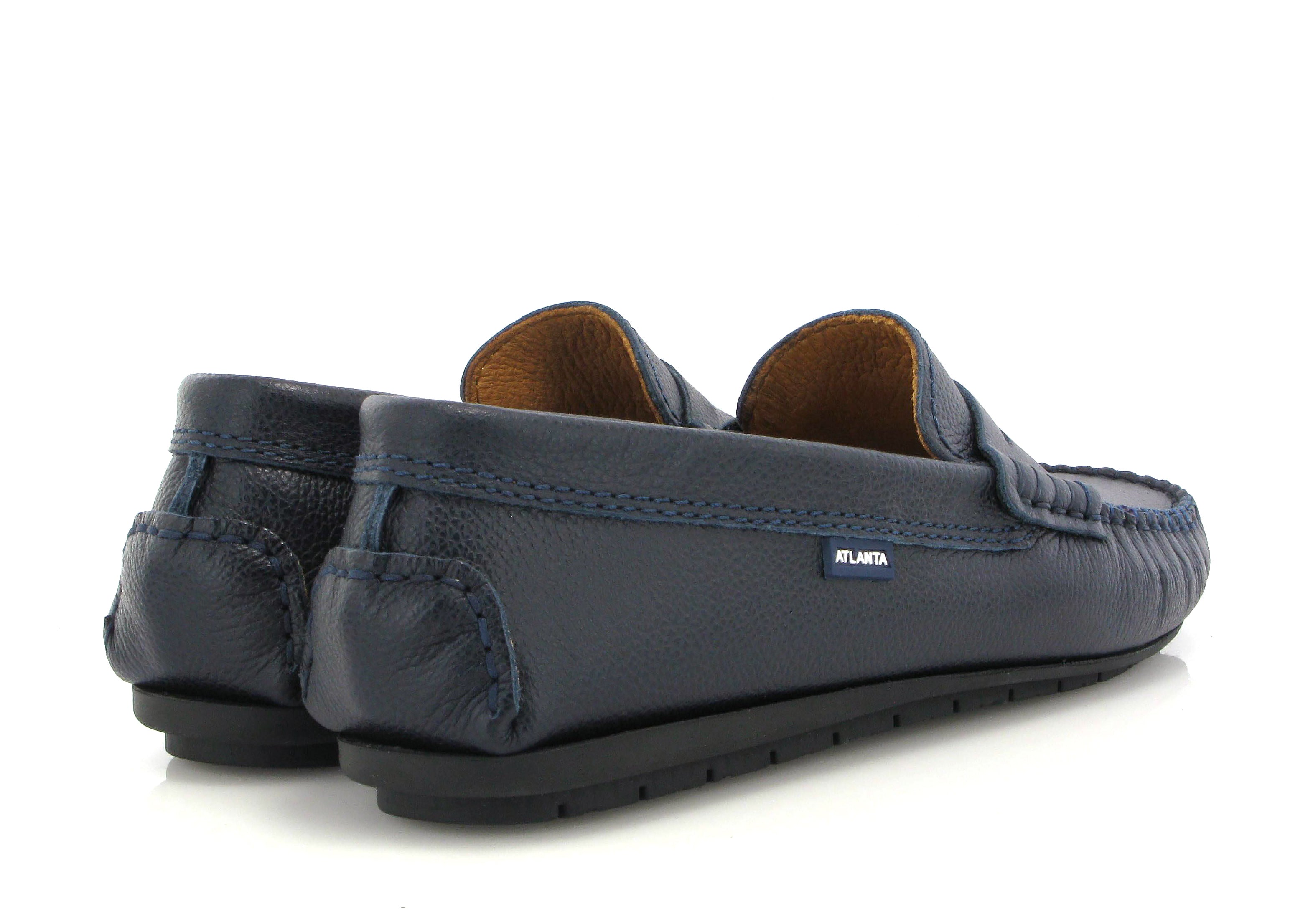 Atlanta Mocassin Navy Pebbled Penny Loafer