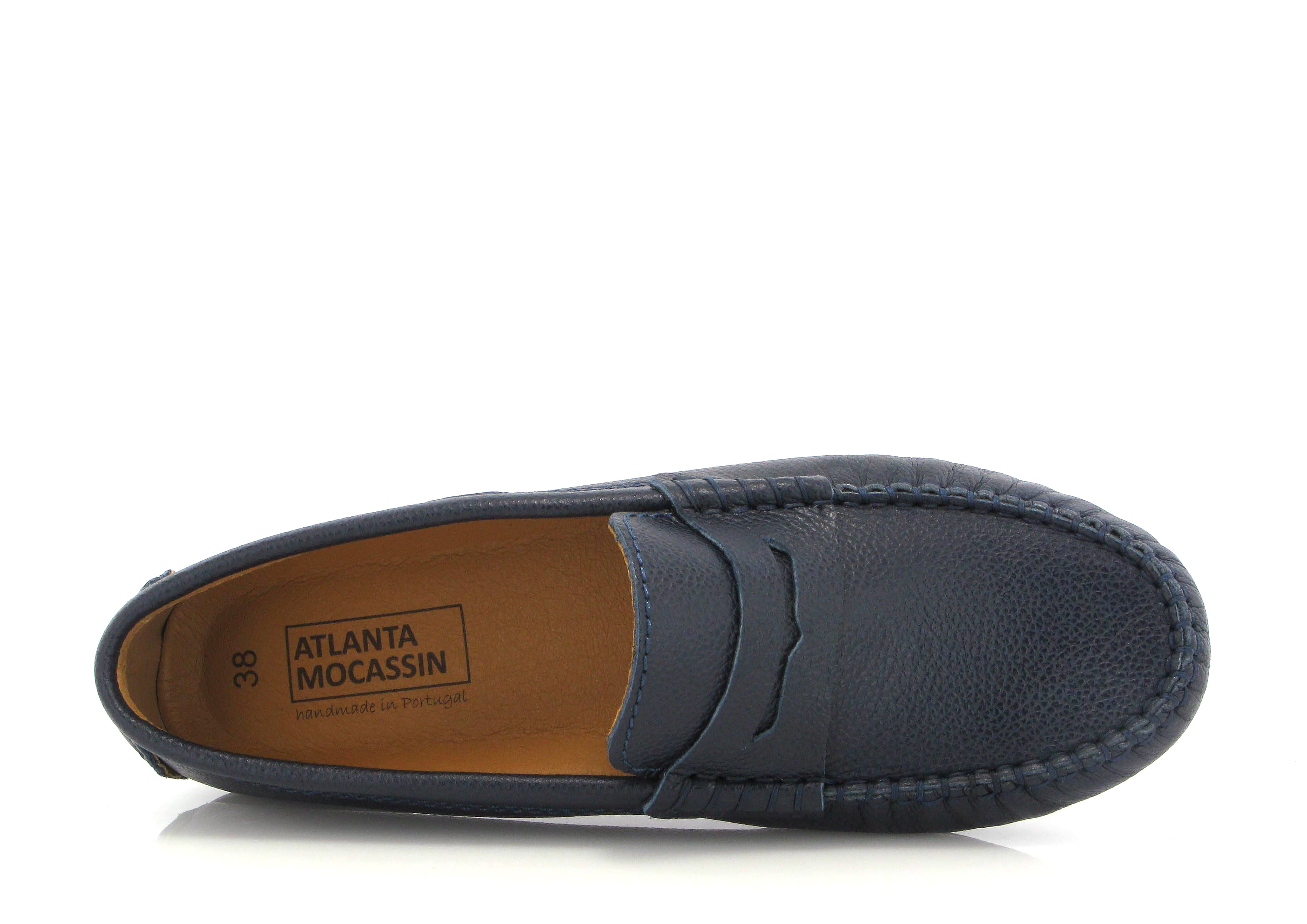 Atlanta Mocassin Navy Pebbled Penny Loafer