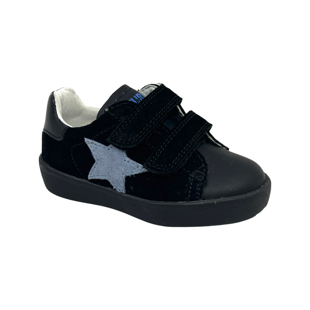 Naturino Black Double Velcro Sneaker with Celeste Star- Annie