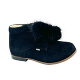 Emel Black Suede Pom Pom Laced Baby Bootie