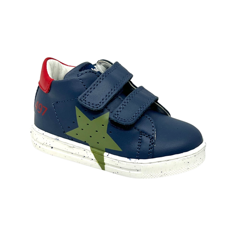 Falcotto Navy/Green Double Velcro Star Sneaker- Salazar