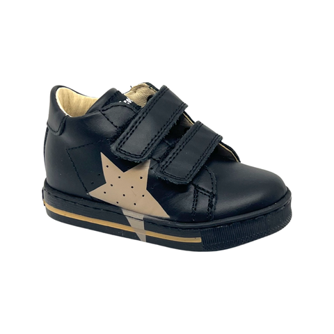 Falcotto Black/Taupe Double Velcro Star Sneaker- Venus