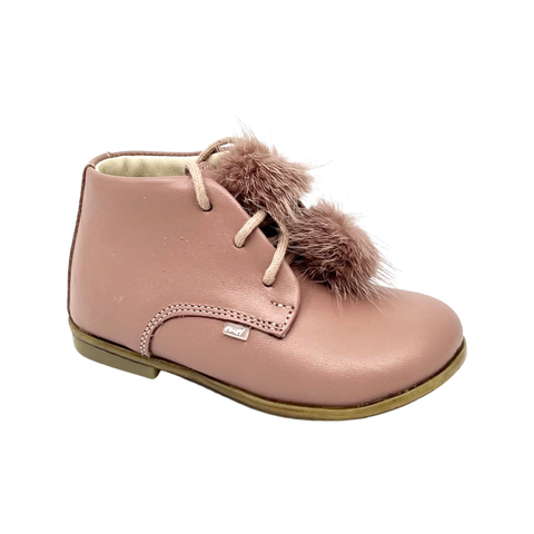 Emel Mauve Pom Pom Laced Baby Bootie
