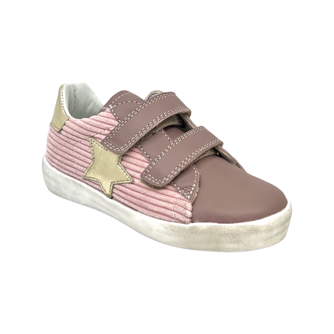 Naturino Rose Corduroy Double Velcro Sneaker with Star- Annie
