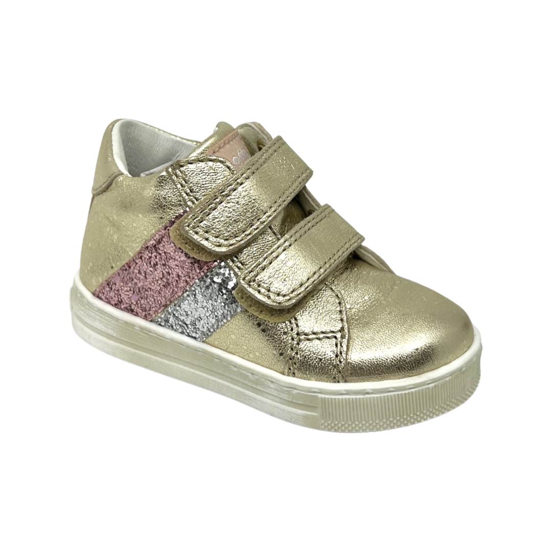 Falcotto Platinum Double Velcro Sneaker with Metallic Accents- Betzi