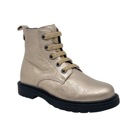 Naturino Cipria Gold Laced Boot with Zip- Barnett