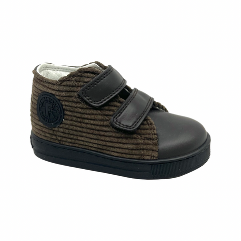 Falcotto Dark Brown Corduroy Double Velcro Sneaker- Michael
