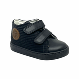 Falcotto Black Corduroy Double Velcro Sneaker- Michael