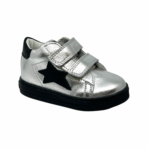 Falcotto Silver/Black Double Velcro Star Sneaker-Sasha