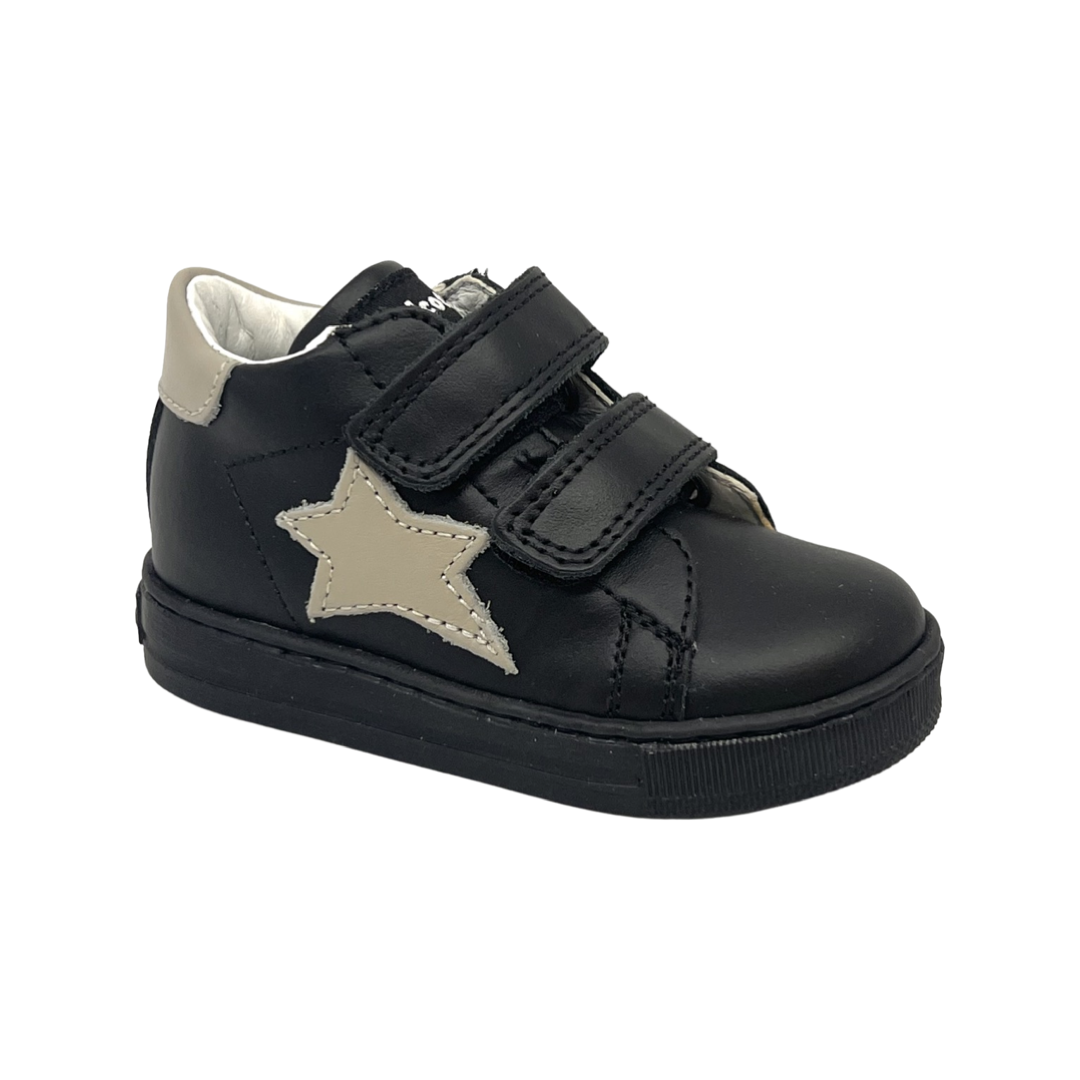 Falcotto Black/Gray Double Velcro Star Sneaker- Sasha