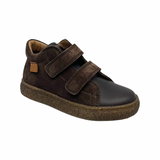 Naturino Dark Brown Suede Double Velcro Hi Top Sneaker- Albus