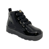 Falcotto Black Patent Laced Baby Bootie with Zip- Arawn