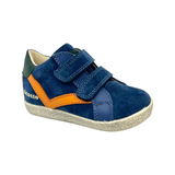 Falcotto Navy Double Velcro Sneaker with Orange Accents- Panki