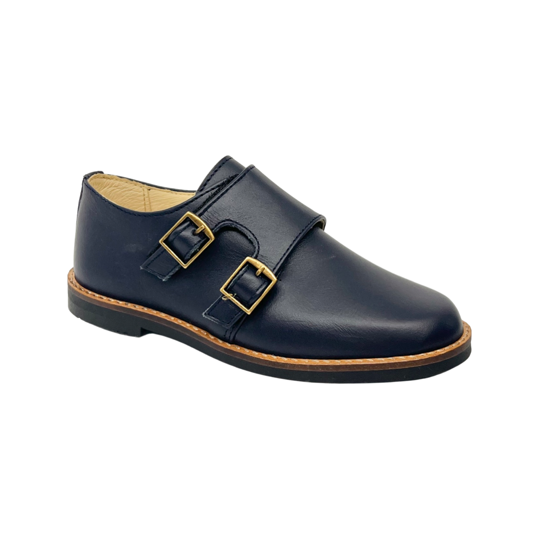 Andanines Navy Double Velcro Monk Dress Shoe
