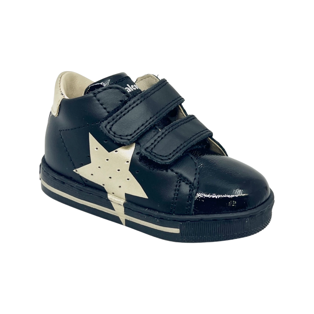 Falcotto Black/Gold Double Velcro Star Sneaker- Venus