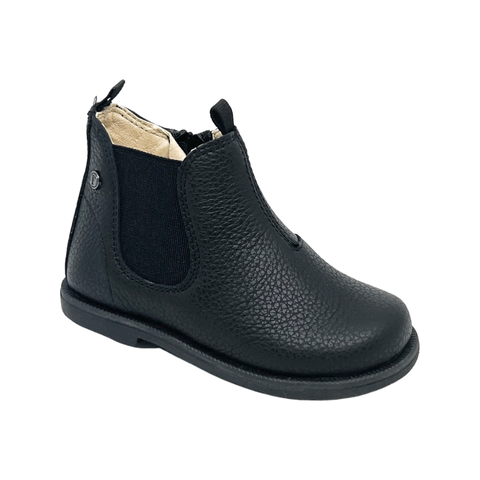 Falcotto Black Pebbled Leather Zip Bootie- Winter Wood