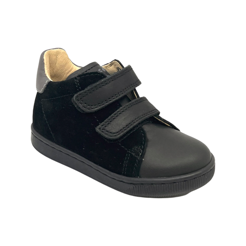 Falcotto Black Suede Double Velcro Sneaker- Adam