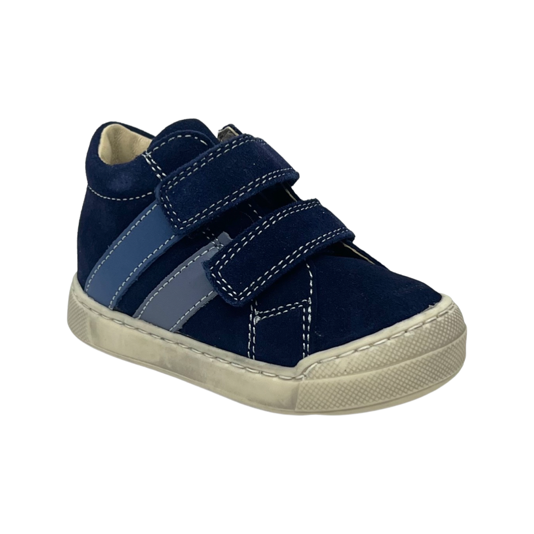 Falcotto Azure Striped Navy Double Velcro Sneaker- Gazer