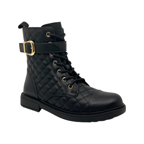 Geox Black Quilted Combat Boot with Zip