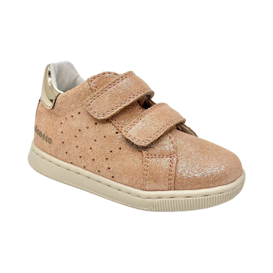 Falcotto Cipria Shimmer Suede Double Velcro Sneaker- Kiner