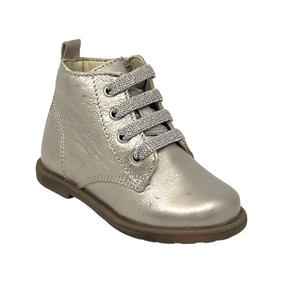 Falcotto Nude Gold Laced Baby Bootie with Zip- Robin