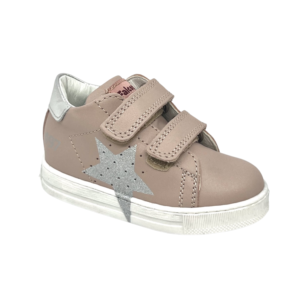 Falcotto Dusty Pink/Silver Double Velcro Star Sneaker- Salazar