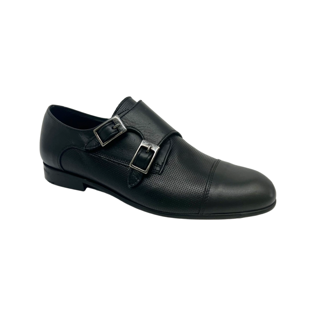 Andanines Black Perf Dress Shoe with Cap Toe
