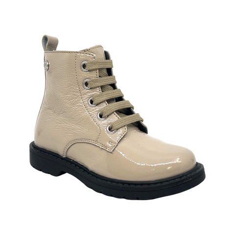Naturino Bone Patent Laced Boot with Zip- Barnett