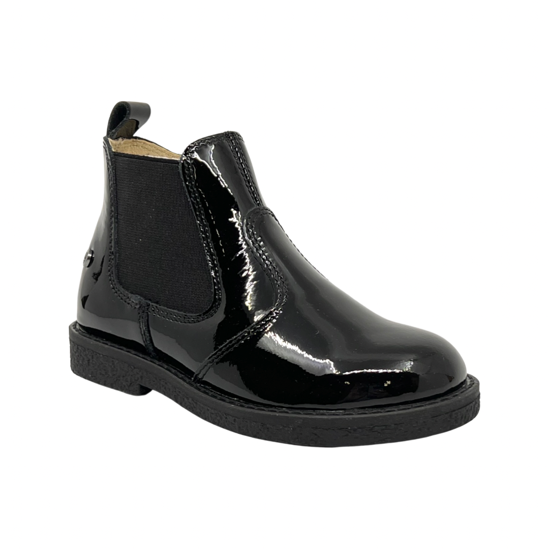 Naturino Black Patent Elastic Bootie -Arthur