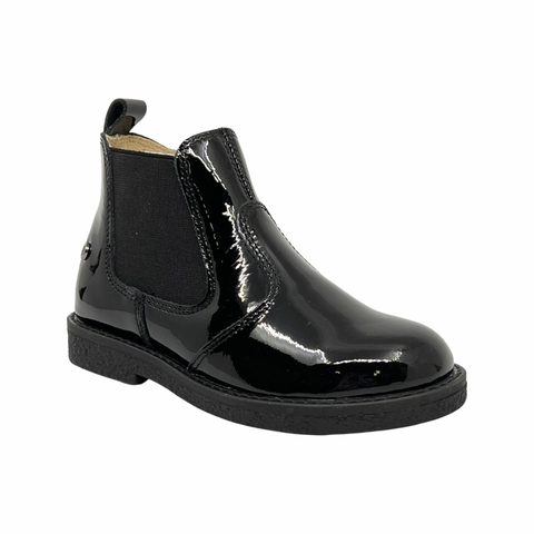 Naturino Black Patent Elastic Bootie -Arthur