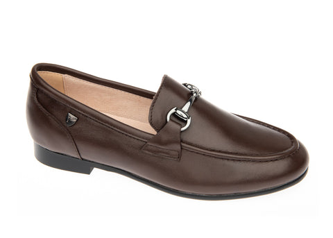Venettini Brown Leather Slip On With Ch